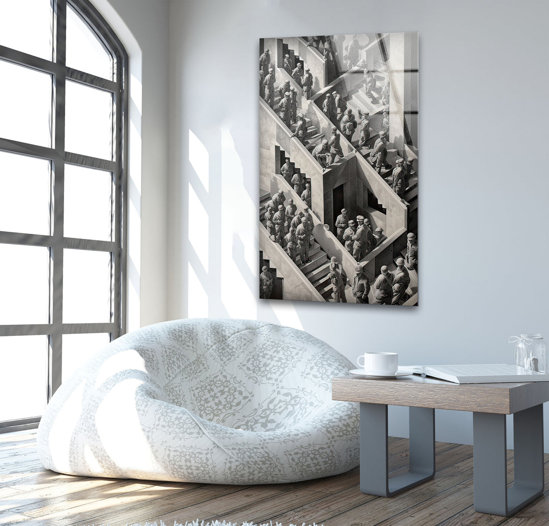 Escher Peoples Glass Wall Art photo print on glass, prints on glass wall art
