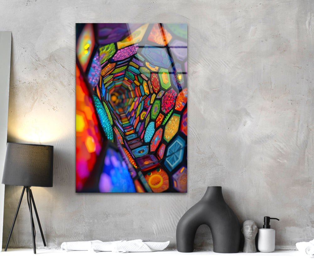 Ethnic Patterned Swirl Glass Wall Art picture on glass wall art, photos printed on glass