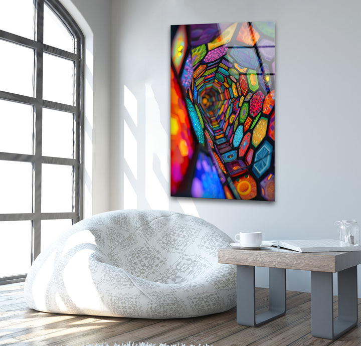 Ethnic Patterned Swirl Glass Wall Art custom glass pictures, glass art prints