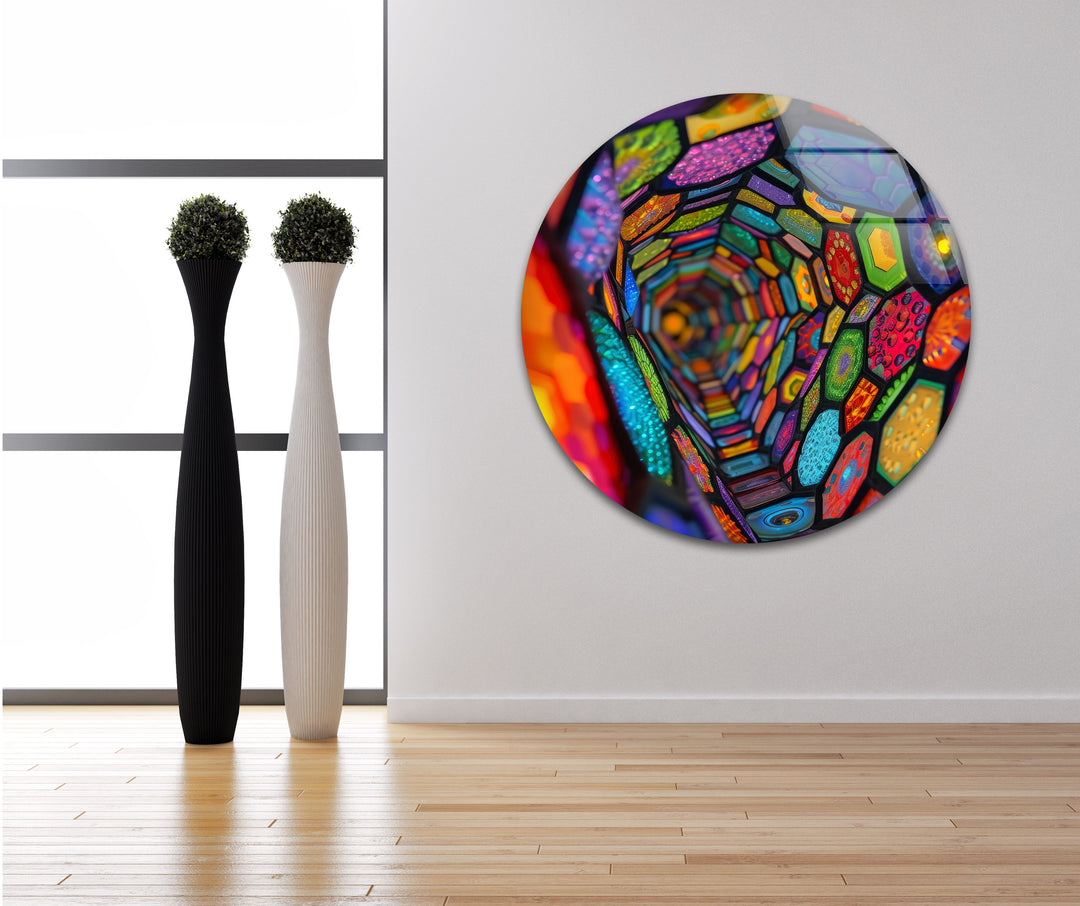 Ethnic Patterned Swirl Glass Wall Art print picture on glass, Tempered Glass Wall Art