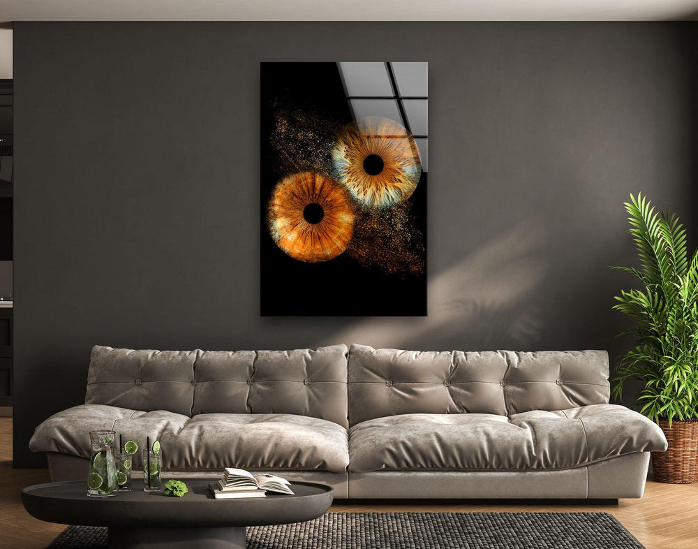 Vivid Brown Eyes Glass Wall Art glass art painting, glass art for the Wall
