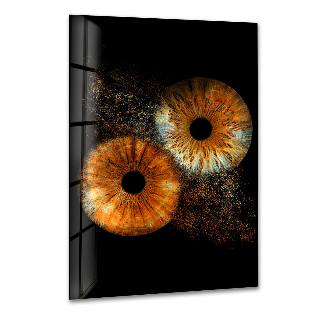 Vivid Brown Eyes Glass Wall Art stained glass wall art, stained glass wall decor
