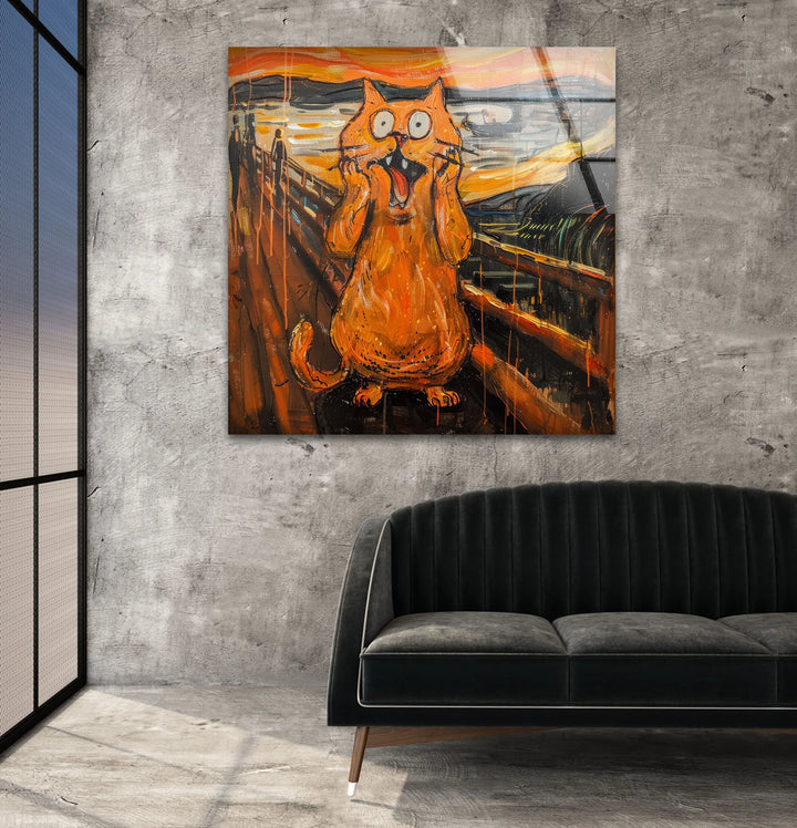 Fat Orange Cat Vibrant Glass Wall Pictures