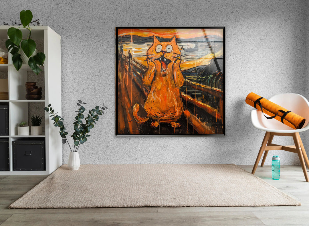 Fat Orange Cat Glass Wall Art & Decor