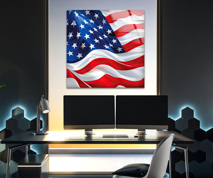 American Flag Glass Wall Art large glass photo prints, glass wall photos
