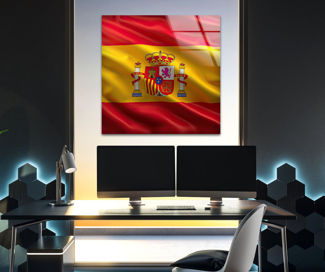 Spain Flag Glass Wall Art glass image printing, glass prints from photos
