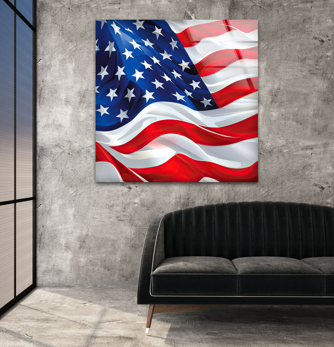 American Flag Glass Wall Art custom glass pictures, glass art prints
