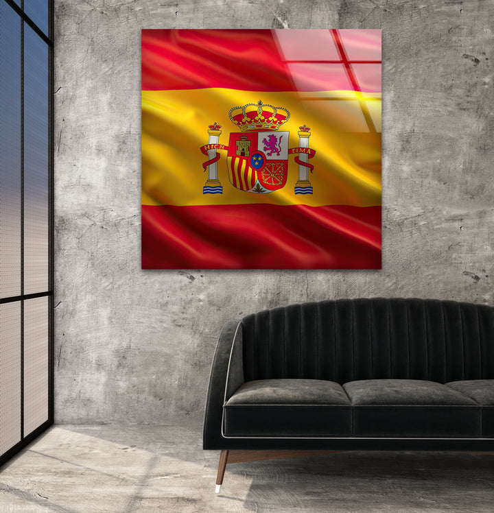 Spain Flag Glass Wall Art Glass Printing Wall Art, Print photos on glass
