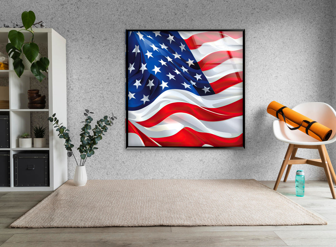 American Flag Glass Wall Art photo print on glass, prints on glass wall art
