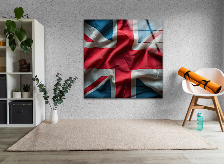 Old United Kingdom Flag Glass Wall Art print on glass, glass printed photos
