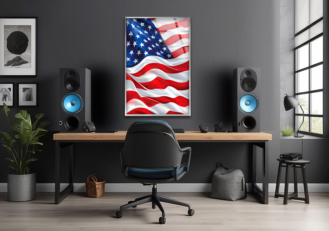 American Flag Glass Wall Art glass art painting, glass art for the Wall
