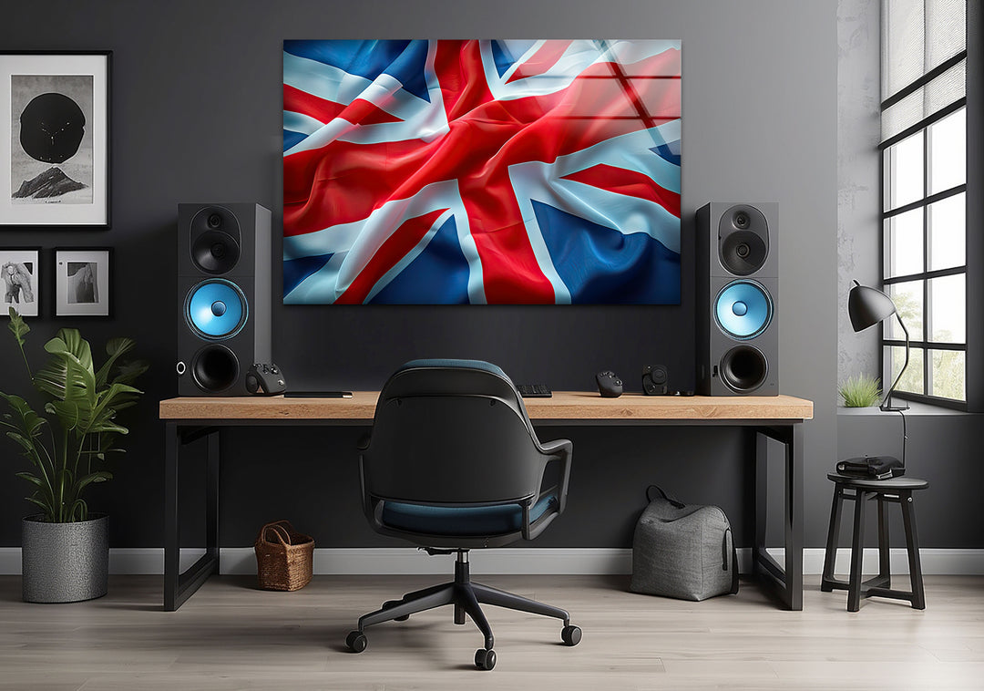 United Kingdom Flag Glass Wall Art print picture on glass, Tempered Glass Wall Art
