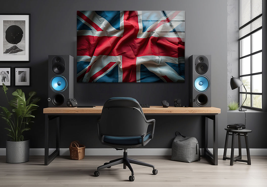 Old United Kingdom Flag Glass Wall Art glass image printing, glass prints from photos
