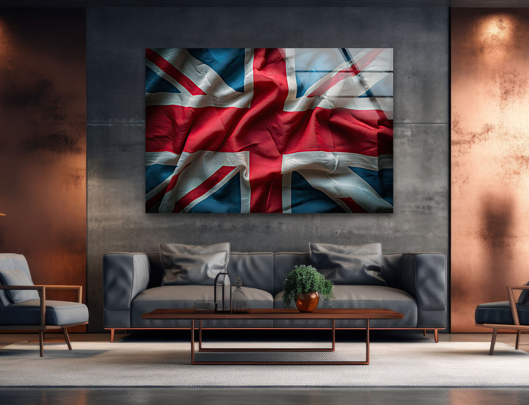 Old United Kingdom Flag Glass Wall Art glass pictures for Wall, glass prints wall art
