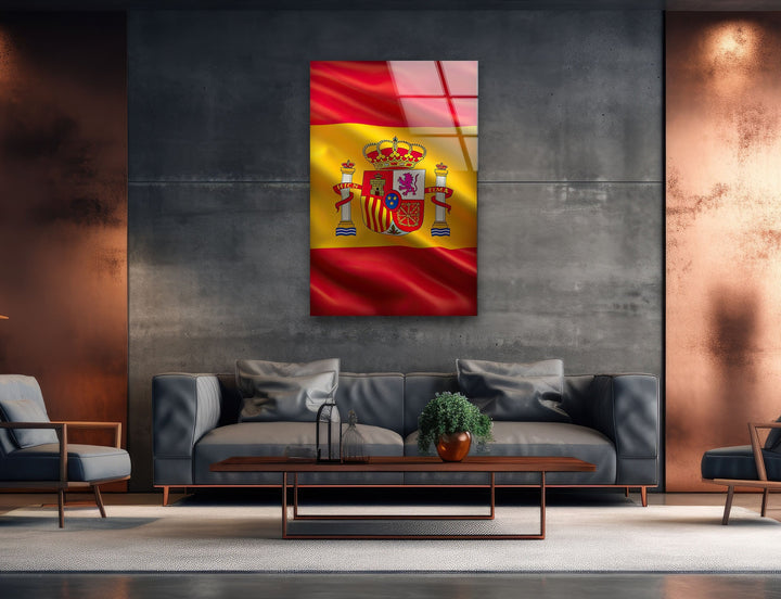 Spain Flag Glass Wall Art custom glass pictures, glass art prints
