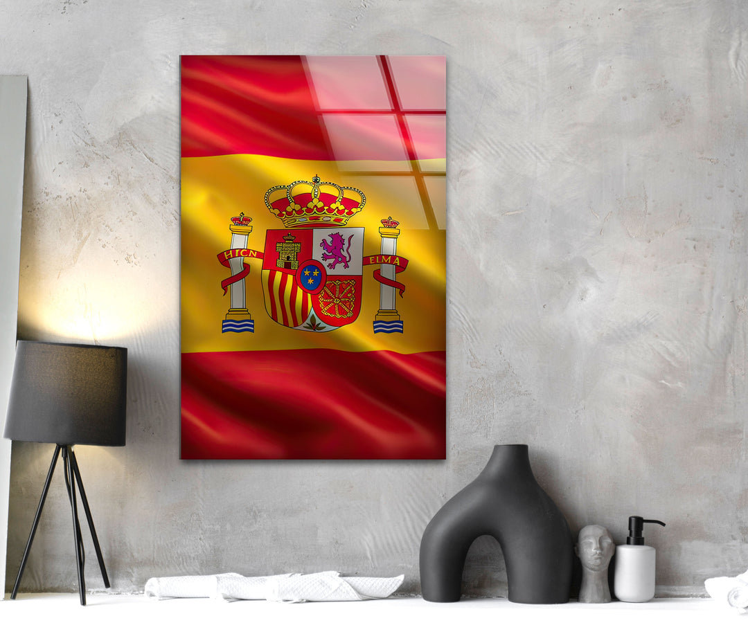 Spain Flag Glass Wall Art photo print on glass, prints on glass wall art
