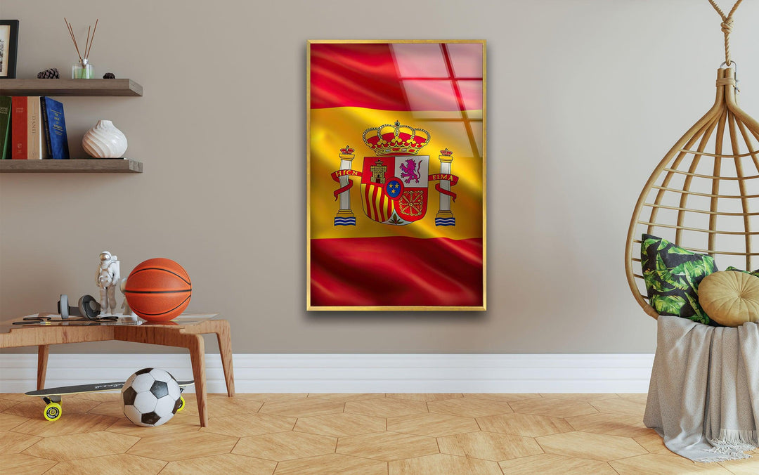 Spain Flag Glass Wall Art large glass photo prints, glass wall photos
