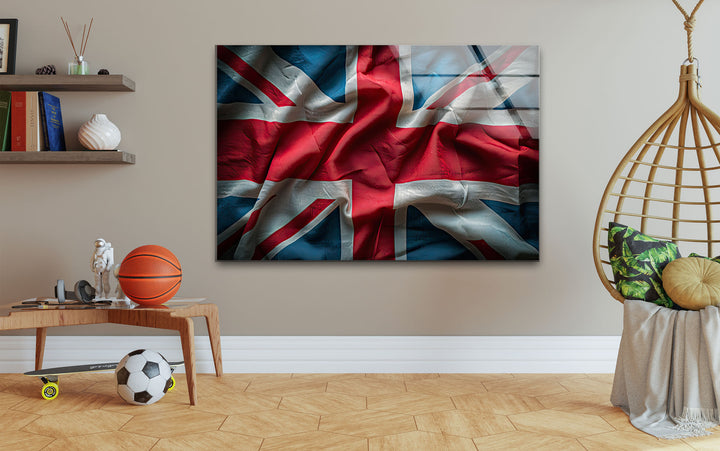 Old United Kingdom Flag Glass Wall Art photo print on glass, prints on glass wall art
