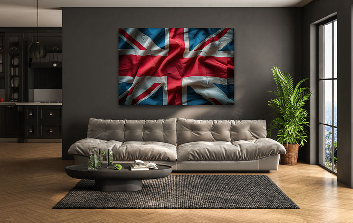 Old United Kingdom Flag Glass Wall Art Glass Printing Wall Art, Print photos on glass
