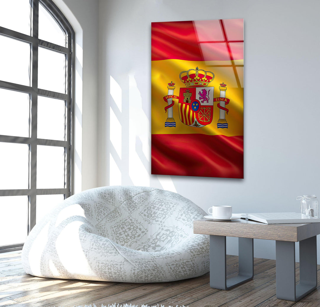 Spain Flag Glass Wall Art custom glass photo prints, large glass prints
