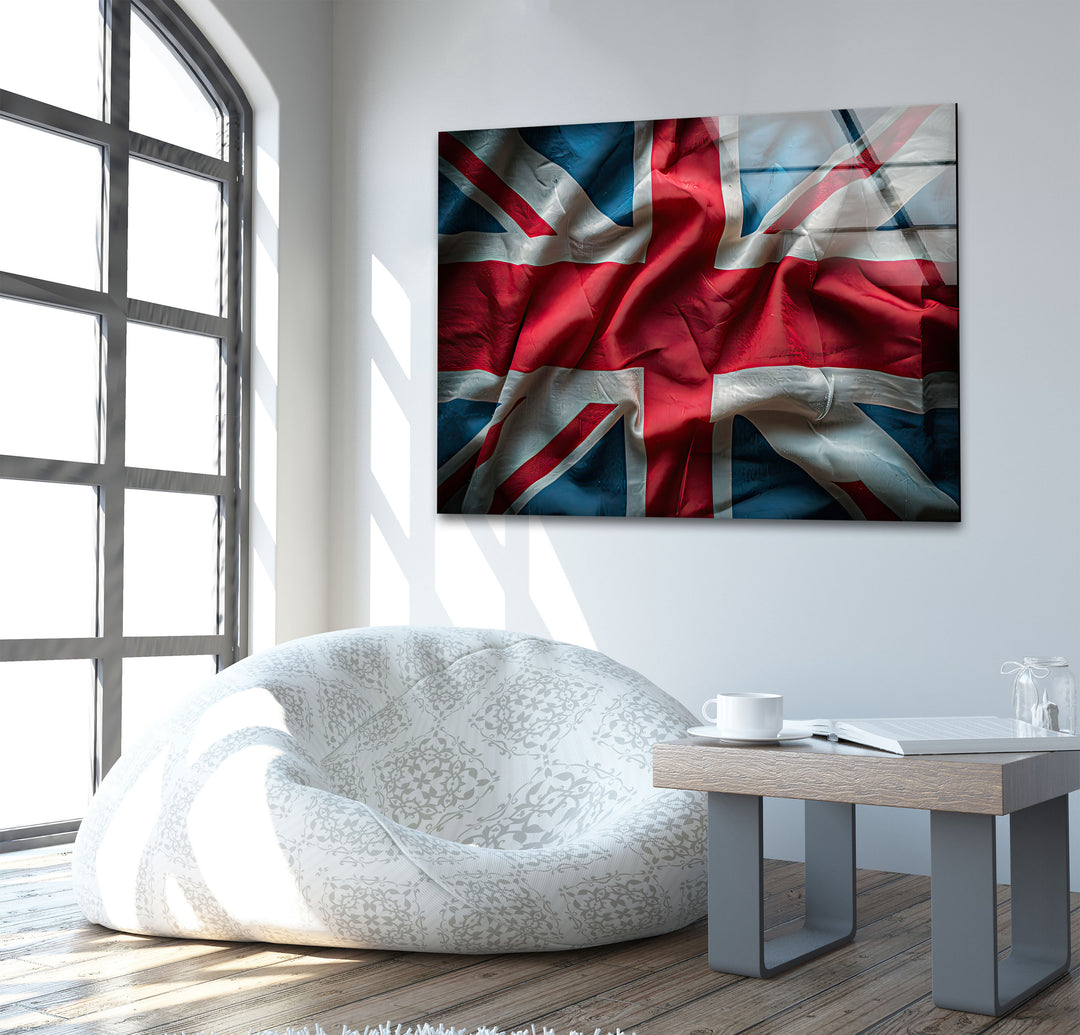 Old United Kingdom Flag Glass Wall Art large glass photo prints, glass wall photos
