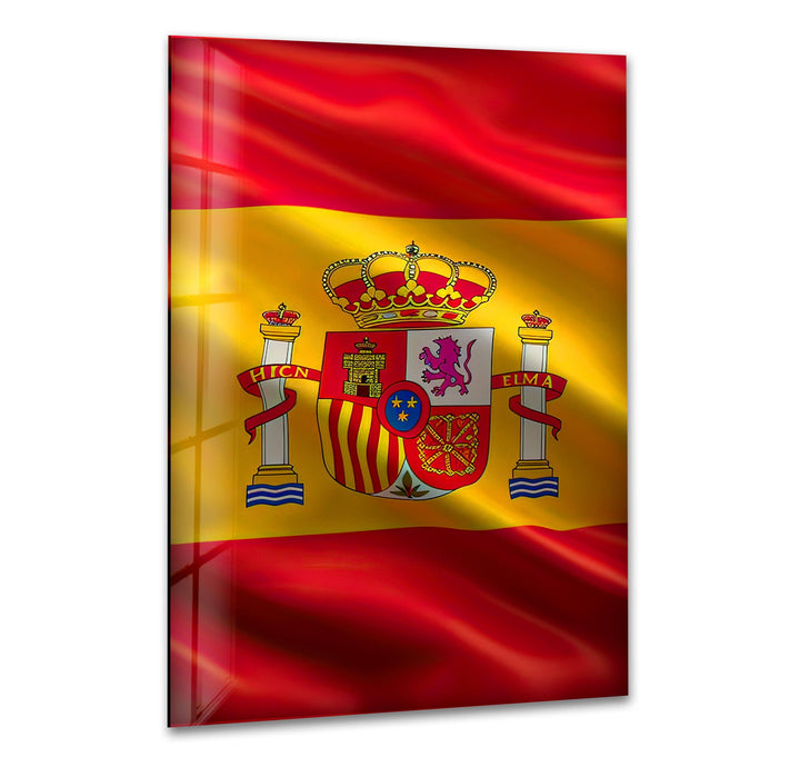 Spain Flag Glass Wall Art glass art painting, glass art for the Wall
