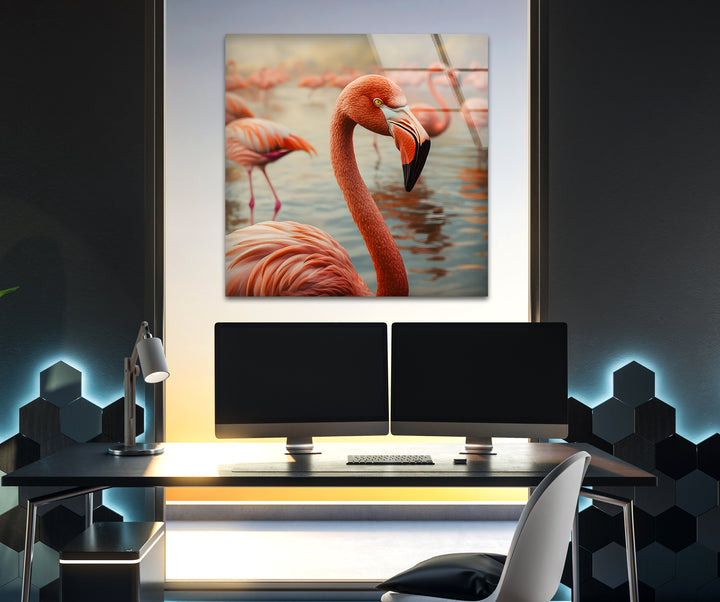 Flock of Flamingos Glass Wall Art art glass wall art, glass wall art pictures
