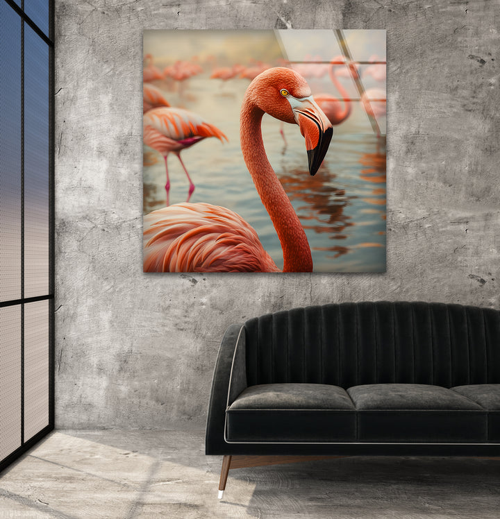 Flock of Flamingos Glass Wall Art glass wall decor, glass wall art decor
