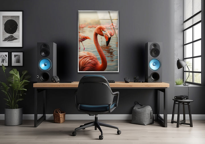 Flock of Flamingos Glass Wall Art Glass Printing Wall Art, Print photos on glass
