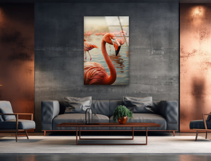 Flock of Flamingos Glass Wall Art stained glass wall art, stained glass wall decor
