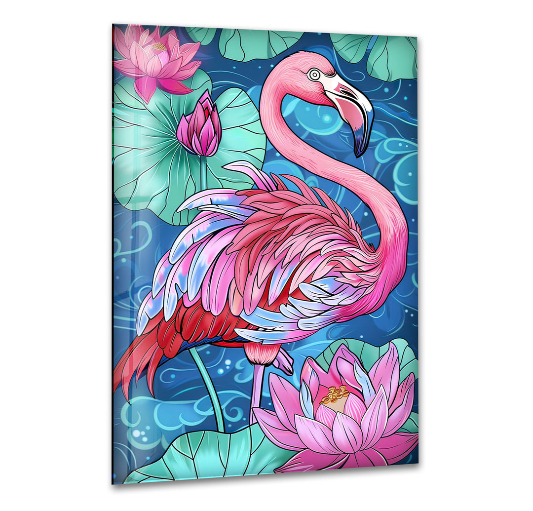 Flamingo in Water Glass Wall Art art glass wall art, glass wall art pictures
