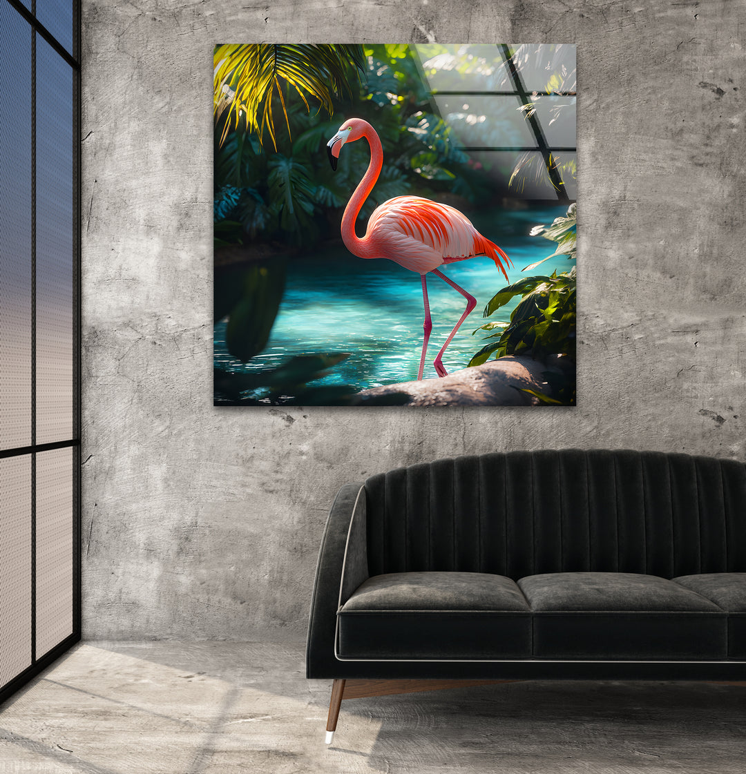 Tropical Flamingo Glass Wall Art art glass wall art, glass wall art pictures
