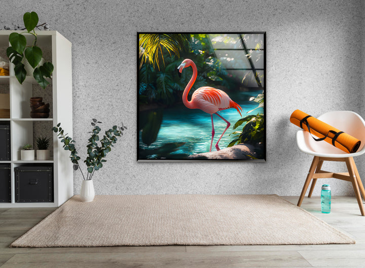 Tropical Flamingo Glass Wall Art Glass Printing Wall Art, Print photos on glass
