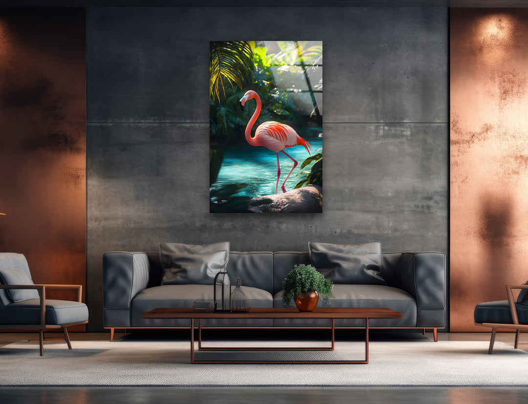 Tropical Flamingo Glass Wall Art glass pictures for Wall, glass prints wall art
