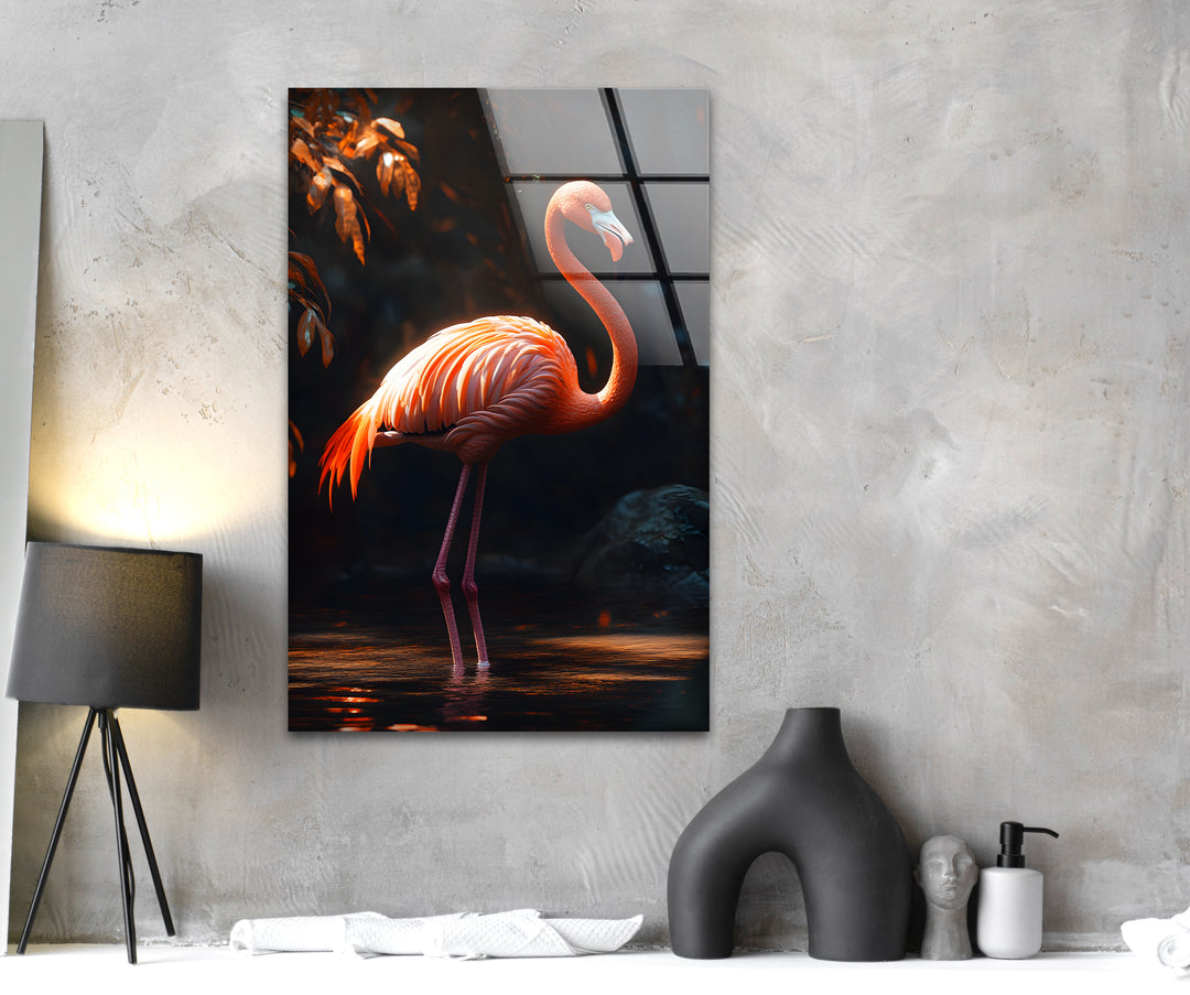 Shiny Flamingo Glass Wall Art art glass wall art, glass wall art pictures
