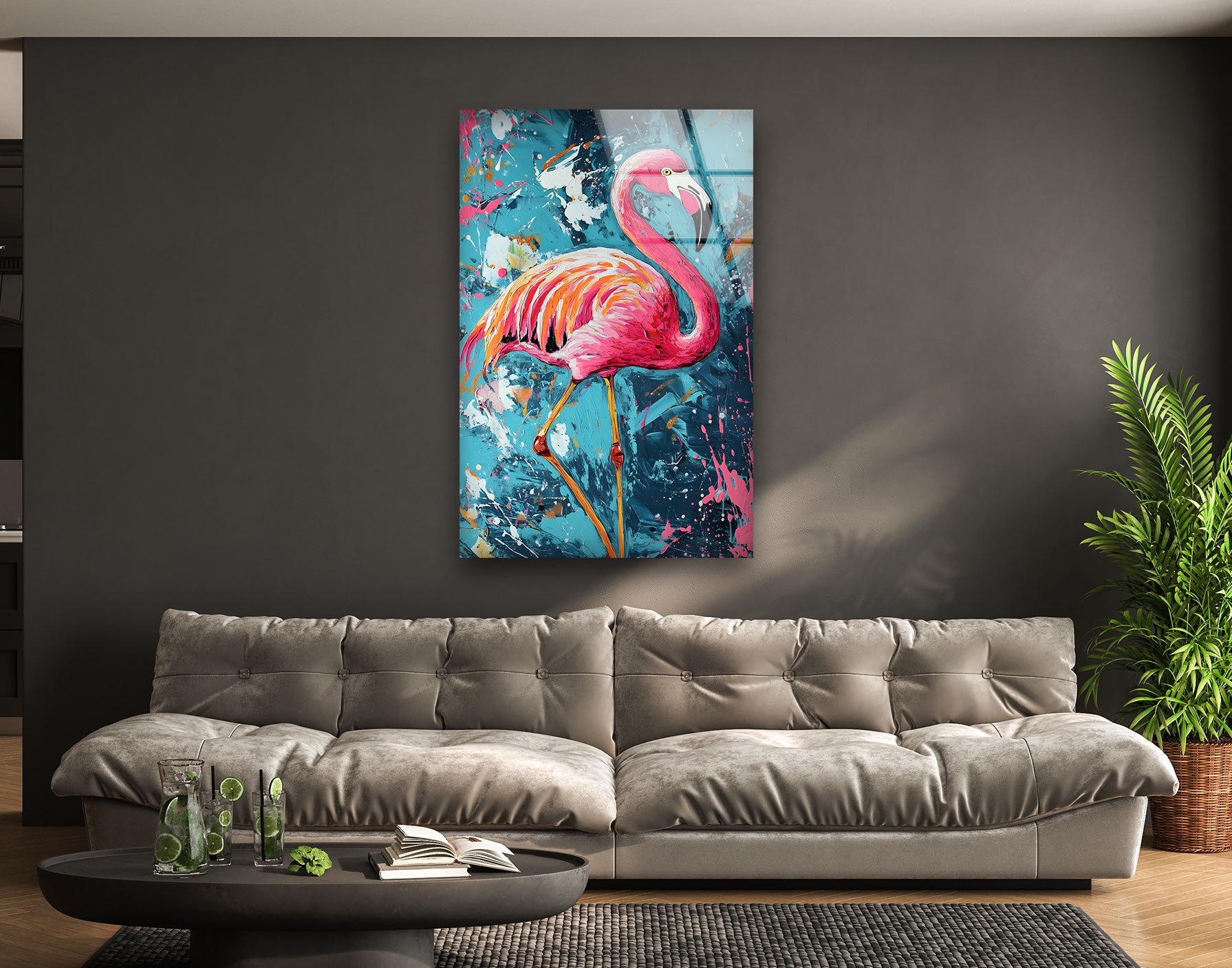 Flamingos Glass Printing Wall Art Modern Decor Ideas For online Your House And Office Natural And Vivid Home Wall Decor Housewarming Gift