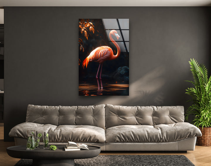 Shiny Flamingo Glass Wall Art stained glass wall art, stained glass wall decor
