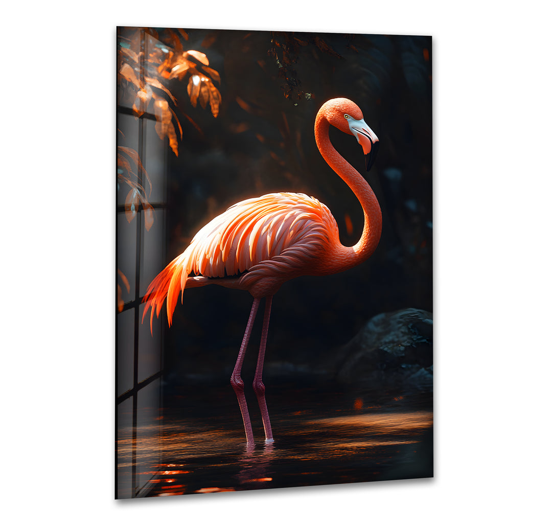 Shiny Flamingo Glass Wall Art glass wall decor, glass wall art decor
