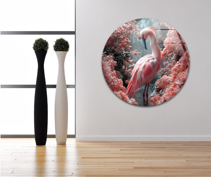 Soft Pink Flamingo Glass Wall Art print picture on glass, Tempered Glass Wall Art
