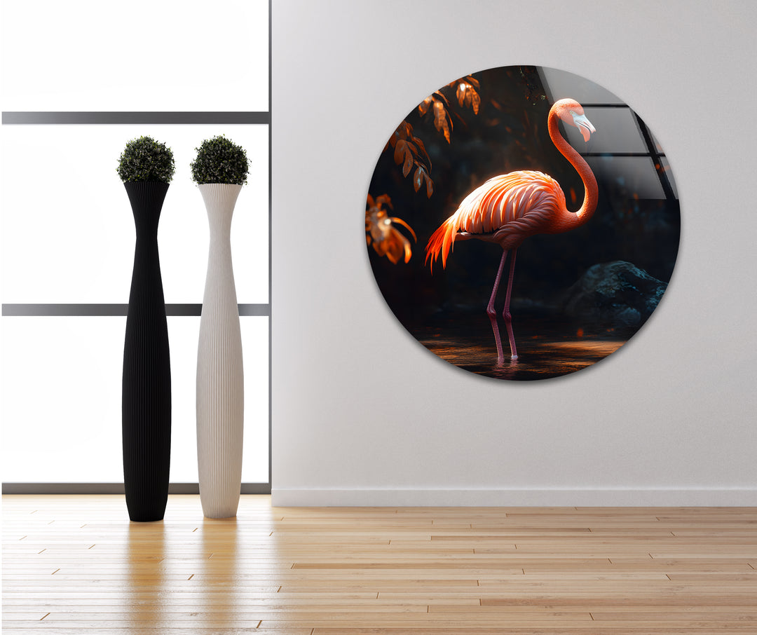 Shiny Flamingo Glass Wall Art glass image printing, glass prints from photos
