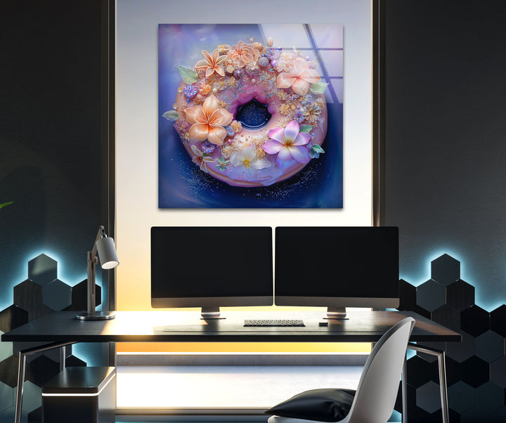 Donut with Flowers Tempered Glass Wall Art - MyPhotoStation