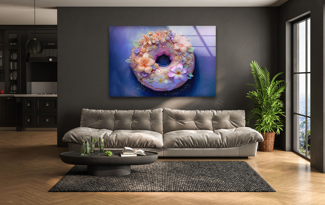 Donut with Flowers Tempered Glass Wall Art - MyPhotoStation