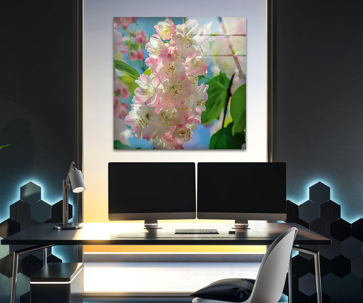 Cherry Blossoms Glass Wall Art, art glass wall art, glass wall art pictures