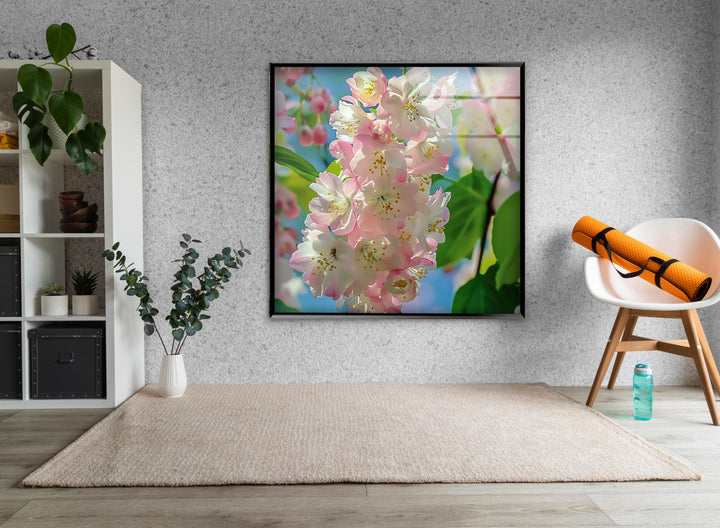 Cherry Blossoms Glass Wall Art, Glass Printing Wall Art, Print photos on glass