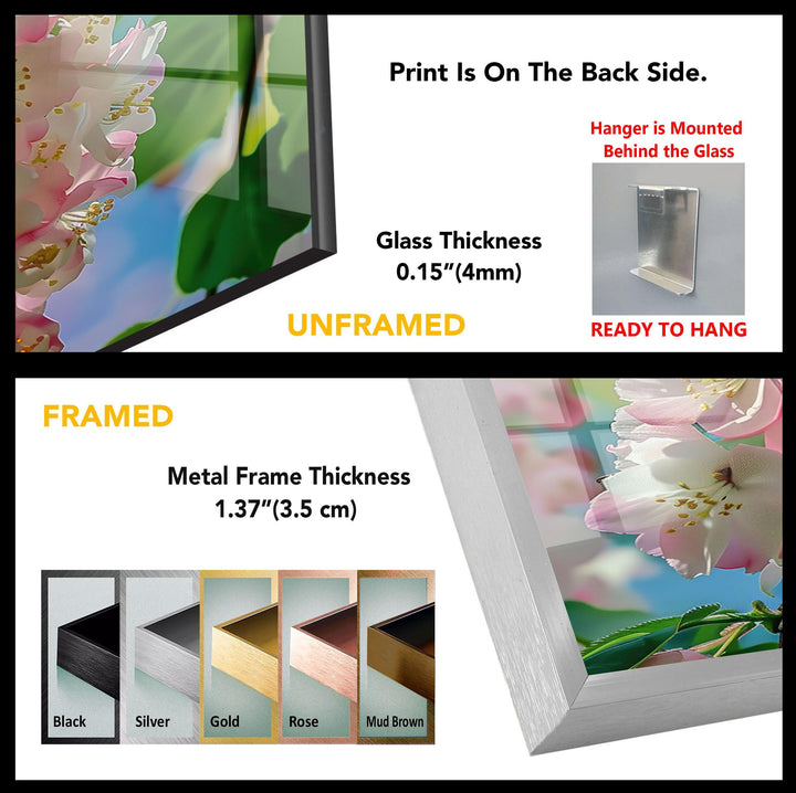 Cherry Blossoms Glass Wall Art, print picture on glass, Tempered Glass Wall Art