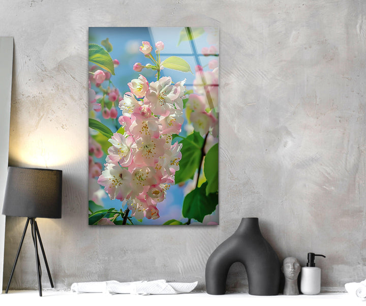 Cherry Blossoms Glass Wall Art, large glass photo prints, glass wall photos