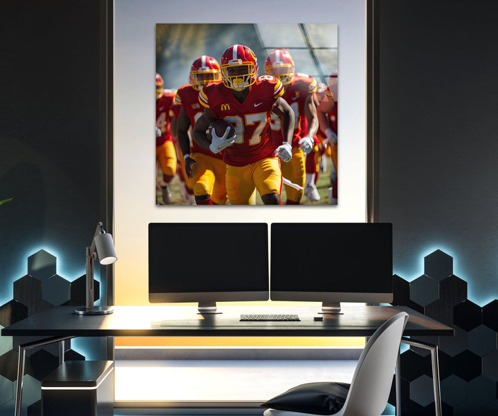 Red NFL Team Glass Wall Art photo print on glass, prints on glass wall art
