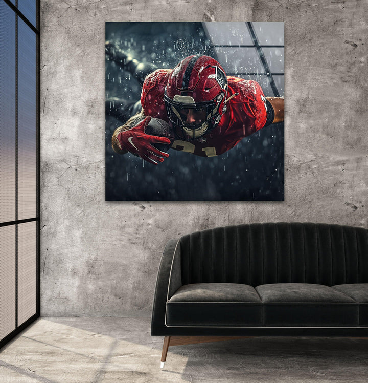 Rainy American Football Glass Wall Art Glass Printing Wall Art, Print photos on glass
