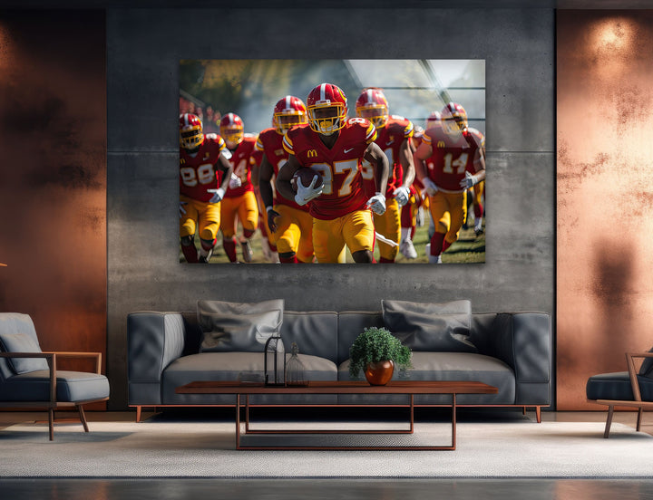 Red NFL Team Glass Wall Art custom glass photo prints, large glass prints
