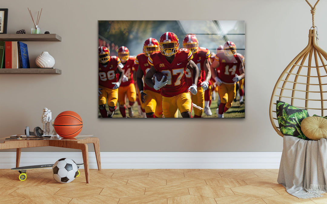 Red NFL Team Glass Wall Art print on glass, glass printed photos
